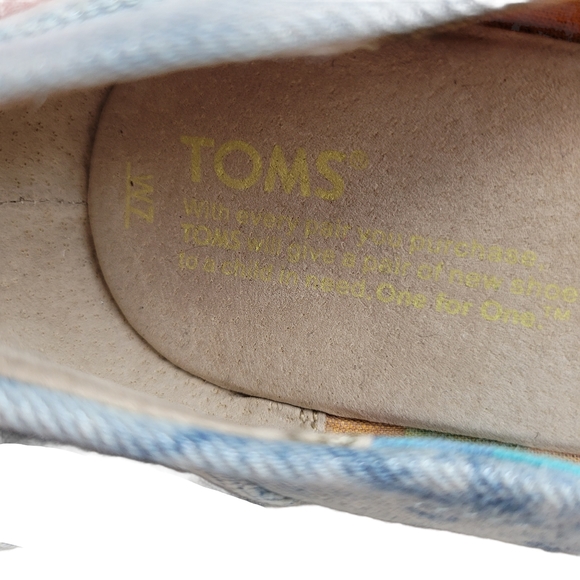 TOMS TDENM Wedges Tie Dyed Denim Espadrille - Picture 8 of 9